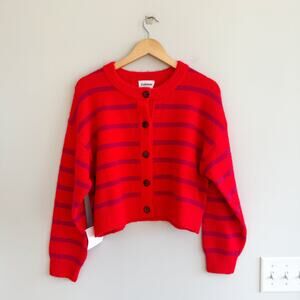Callahan Fiona Knitwear Button Up Cropped Fit Cardigan Red M